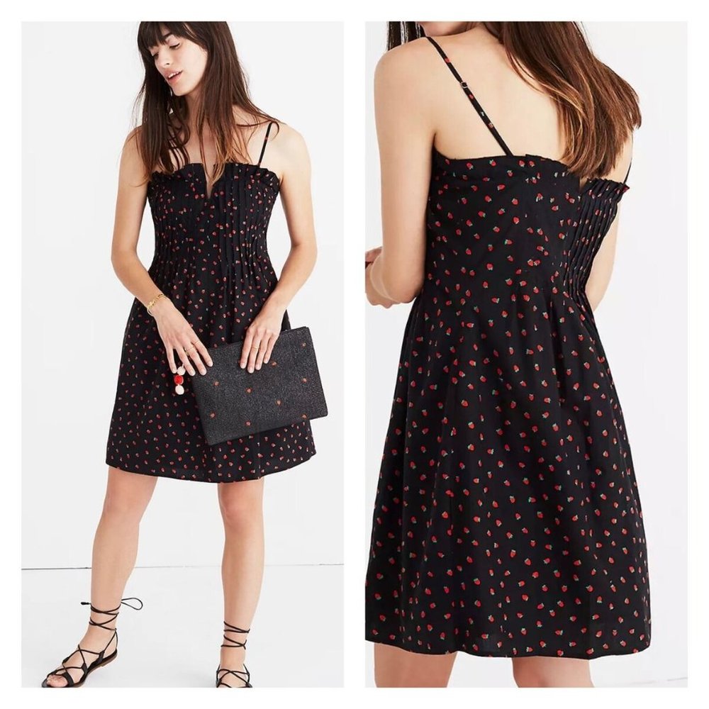 Madewell Pintuck Cami Dress in Fresh Strawberries